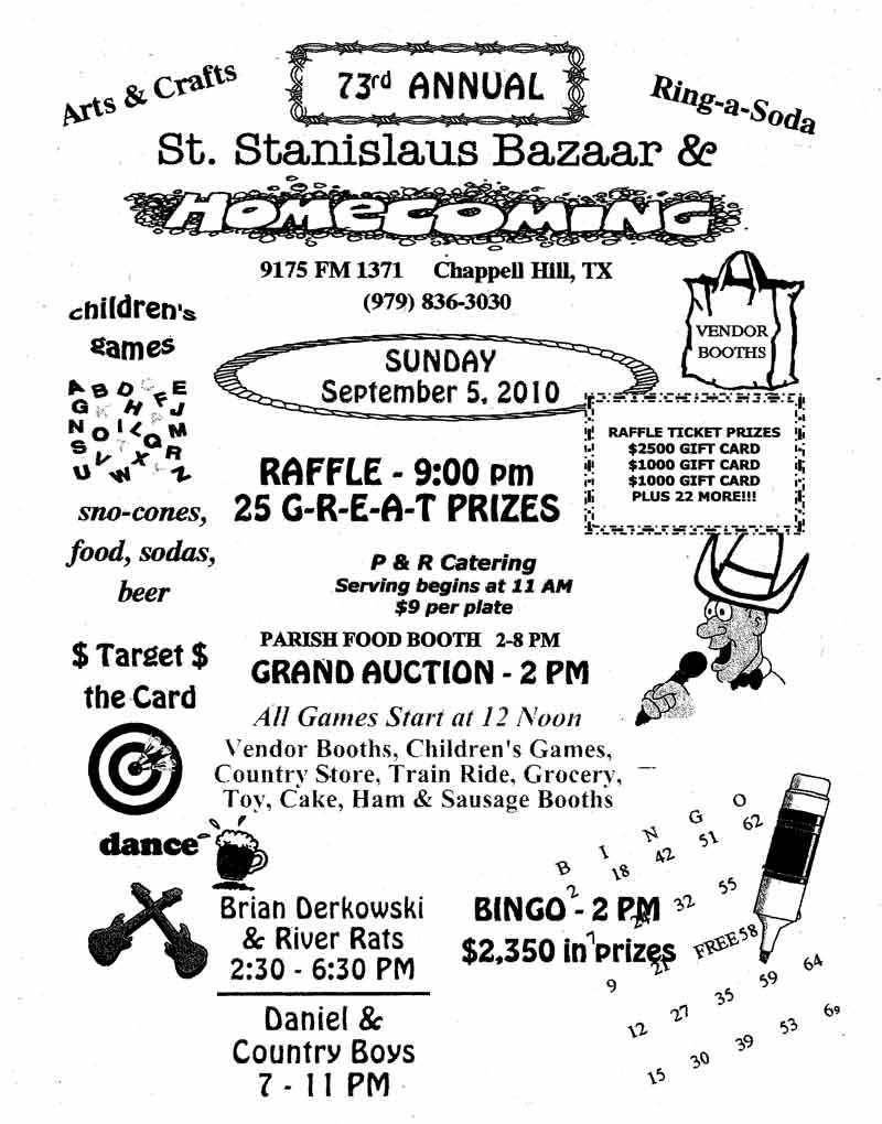 St. Stanislaus Catholic Church In Chappell Hill Texas 2010 Bazaar
